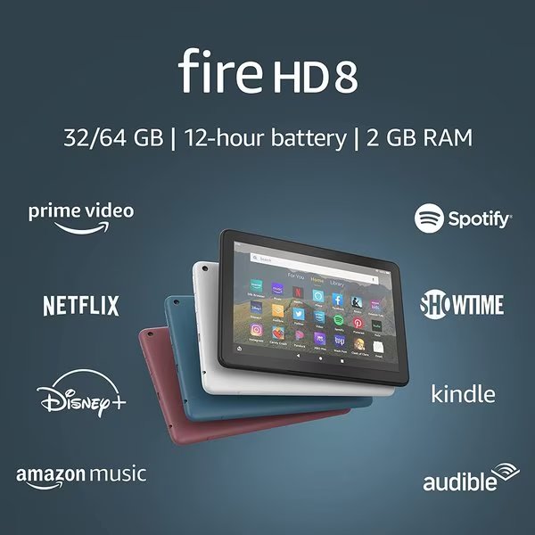 Fire HD 8 10th Generation  8  Tablet  32GB  White, Amazon, Mfr#: AMAB07WHNNNNY